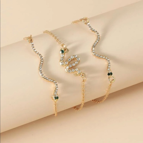 3 Pc. Rhinestone Snake Bracelet Set - Picture 3 of 3